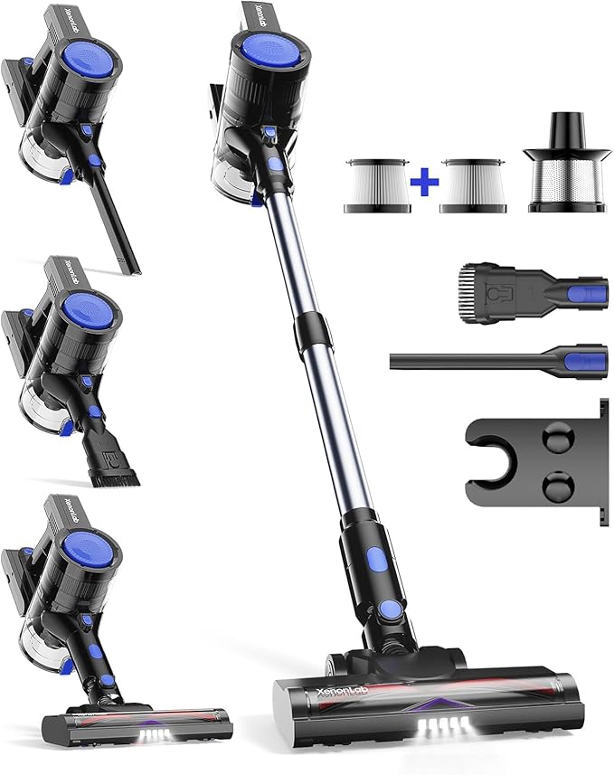 Cordless Vacuum Cleaner 45KPA Stick Vacuum Cleaners for Home with Up to 45 Mins Runtime 6-in-1 Rechargeable Lightweight Vacuum with Powerful Suction for Carpets Pet Hair Hardwood Floors