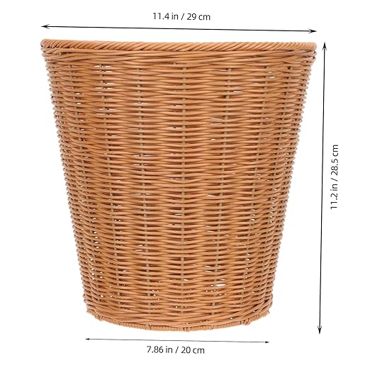 Rattan Trash Can Lid Versatile Woven Wastebasket for Kitchen and Living Room Natural Storage Basket Lightweight and Stylish Rattan Organizer