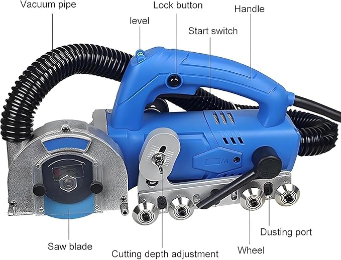 Grout Cleaning Machine For Tile Floors 1200W - Electric Grout Remover With Dust Collection 9000r/min Professional Tool For Deep Cleaning Tile Joints Blades Included(220V2.2mm)