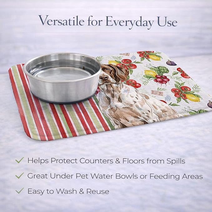 Caroline's Treasures German Shorthaired Pointer Vegetables Dish Drying Mat Absorbent Dish Drying Mat Pad for Kitchen Counter Dish Drainer Mat for Countertop 14 x 21 Multicolor