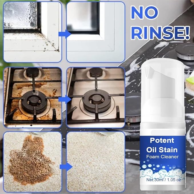 Kitchen Grease Foam Cleaner - Heavy-Duty Degreaser For Stove &amp Range Hood Removes Stubborn Stains &amp Residue(3PCS)