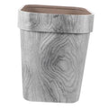 Retro Wood Grain Trash Can PP Construction Wastebasket for Bedroom Kitchen Living Thickened Square Large Garbage Bin with Smooth Surface Decorative and Practical Home Office Hotel
