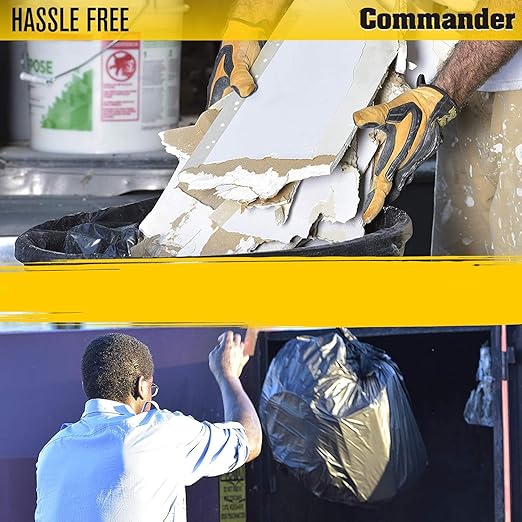 Commander 42 Gallon 2 MIL Black Heavy Duty Trash Bags - 34 x 38 - Pack of 28 - For Home Kitchen Lawn Outdoor Construction &amp Contractor