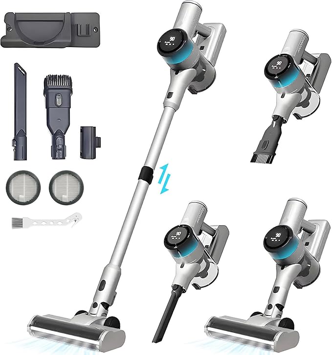Cordless Vacuum Cleaner Handheld Vacuum Cleaner Up to 50 Minutes Powerful Suction Rechargeable Lightweight Vacuum with LED Light for Home Hard Floors Pet Hair Carpet Car
