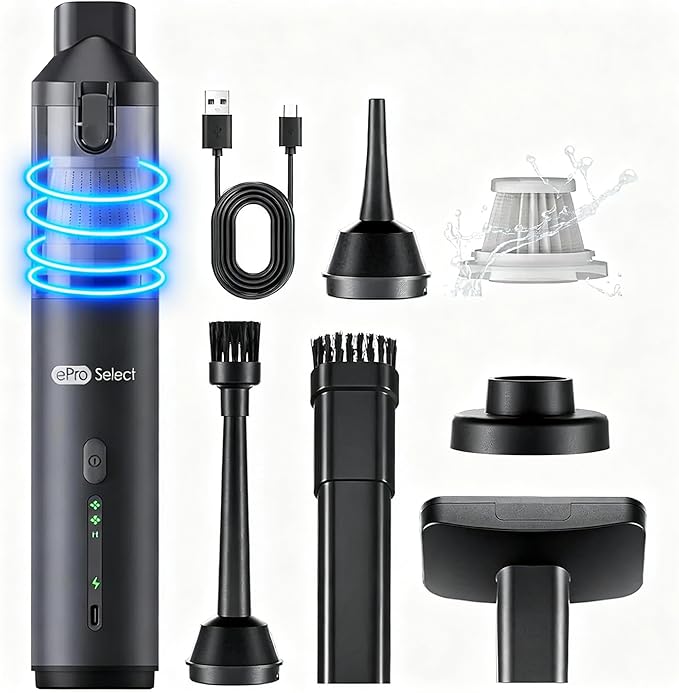 Apical Life Handheld Vacuum Cleaner EV1396 Cordless 100W 16000Pa Strong Suction with 14–24 Min Runtime Multi-Nozzle Design &amp Floor Brush for Home Cleaning Car Detailing &amp Tight Spaces
