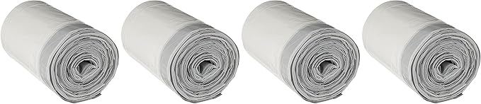 Plasticplace Custom Fit Trash Bags Compatible with simplehuman Code F (200 Count) White Drawstring Garbage Liners 6.5 Gallon 21.75 x 20