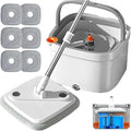 Spin Mop Set Self Wringing 360° Rotating Square Mop Head with Self Separation Dirty and Clean for Hardwood Tile Marble Floors