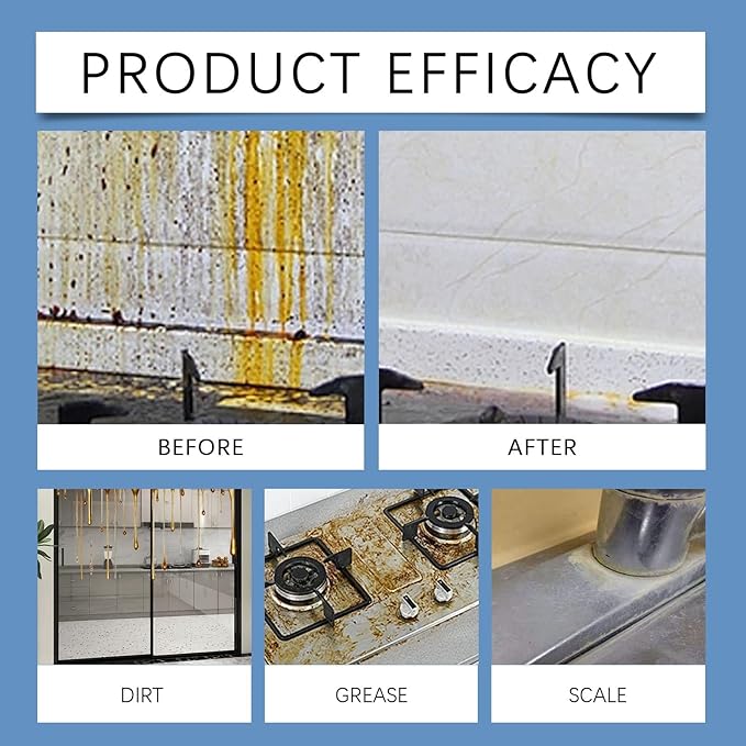 Kitchen Foam Cleaner - Powerful Grease &amp Stain Remover Multi-Surface Safe Fresh Scent Gentle Formula(3PCS)