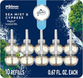 Glade PlugIns Refills Air Freshener Sea Mist &amp Cypress Scented and Essential Oils for Home and Bathroom 0.67 Fl Oz 10 Count