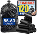 AROIC 55-60 Gallon Trash Bags 120 Count Tear-Free Large Black Garbage Bags 17 Micron Lightweight Black Liners for Kitchen Office Outdoor Lawn and Leaf Bags &amp Daily Use Dry Waste