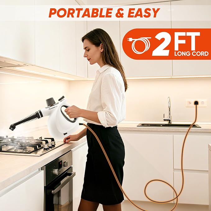 Steam Disinfection Cleaner Handheld Pressurized Steamer with 9-Piece Accessories for Multi-Surface Cleaning Natural Sanitization for Kitchen Floor (1 x Steam Cleaner Kit)