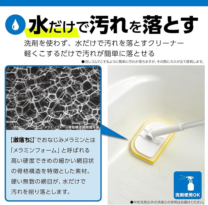 Lec Gekodai-kun Squeezing! Bath Cleaner Melamine (Middle Stretchable)