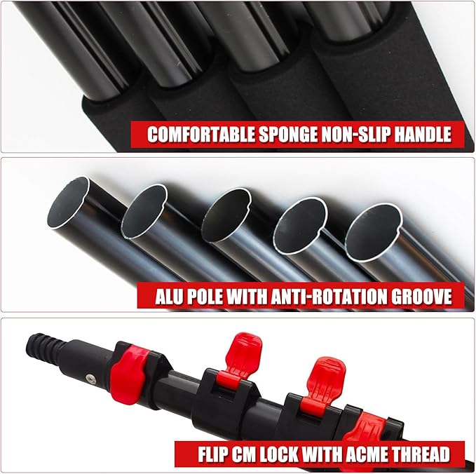 3.6-10.8m Solar Panel Cleaning Kit Glass Cleaning Brush Telescopic Hydrocleaner Telescopic Brush with Telescopic Rod Water Fed Pole Kit Window Cleaning Brush Outdoor Windo