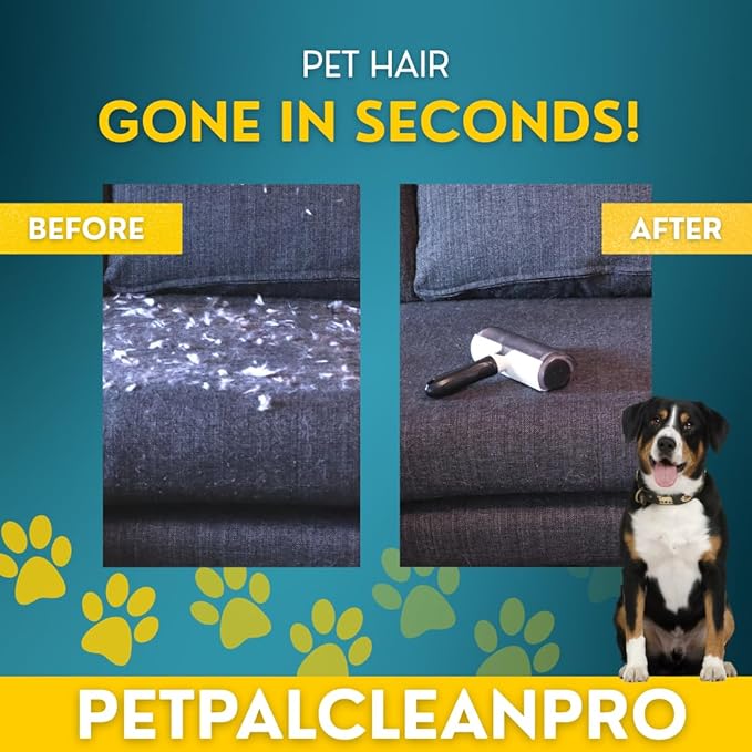 Premium Pet Hair Remover for Couch Furniture &amp Car | Reuseable Strong Self-Cleaning Lint Roller | Modern Black &amp White Design– PetPalCleanPro