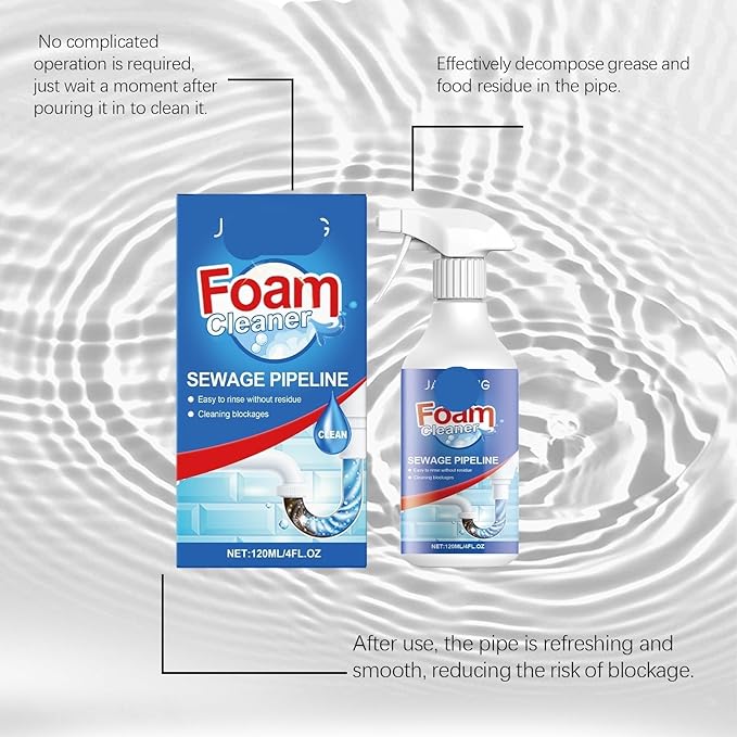 Drain Cleaner Foam - Professional Drain Unclogger for Kitchen Bathroom &amp Toilet - Dissolves Grease Hair &amp Soap Scum - Safe for Pipes(1PCS)
