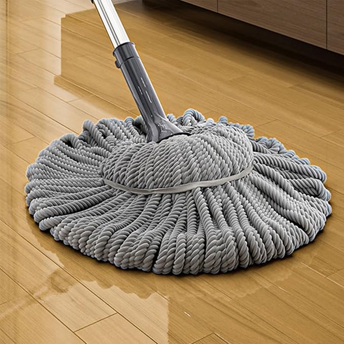 Self Wringing Twist Mop Stainless Steel Handle Fiber Rope Mop Head Cleaning Tool for Household Floor Cleaning Laminate Hardwood Tile Marble
