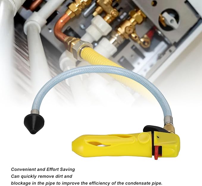 Threaded Drain Threaded CO2 Drain Cleaner with Flexible Hose for AC Condensate Line (Yellow)