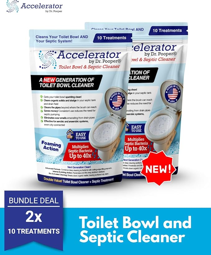 Accelerator by Dr. Pooper® Toilet Bowl &amp Septic Cleaner – 2-Pack Value Bundle