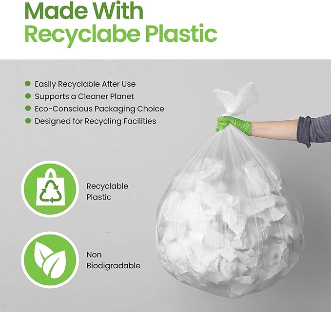 50 PCs Large Trash Bags 55 to 60 Gallon Heavy Duty – 38 x 58 Clear Garbage Bags for Recycling &amp Outdoor Use – Tear-Resistant Large Plastic Bags for Lawn Yard Waste and Storage