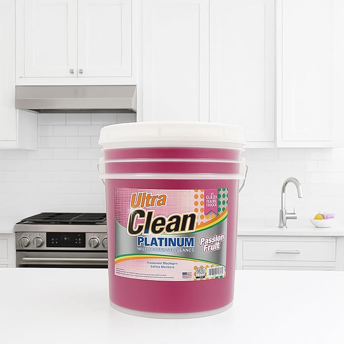 Ultra Clean Platinum Multipurpose Cleaner Non-Abrasive and Bleach-Free for Kitchen Counters Bathroom Floors and Garage Spaces Passion Fruit 5 Gal