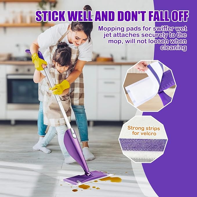 Mop Pad Refill Compatible with Swiffer WetJet Spray Mop Wet Jet Mopping Pads for All Purpose Multi Surface Hardwood Floor Cleaning 4 Layers Thickened and Super Absorbent 100 Count.
