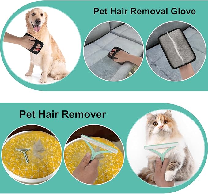 Carpet Rake for Pet Hair Removal - 60 Adjustable Long Handle Carpet Rake 3 in 1 Reusable Pet Hair Removal Tool Kit Cat Dog Fur Rakes Scraper Carpet Broom for Carpets Rugs Mats