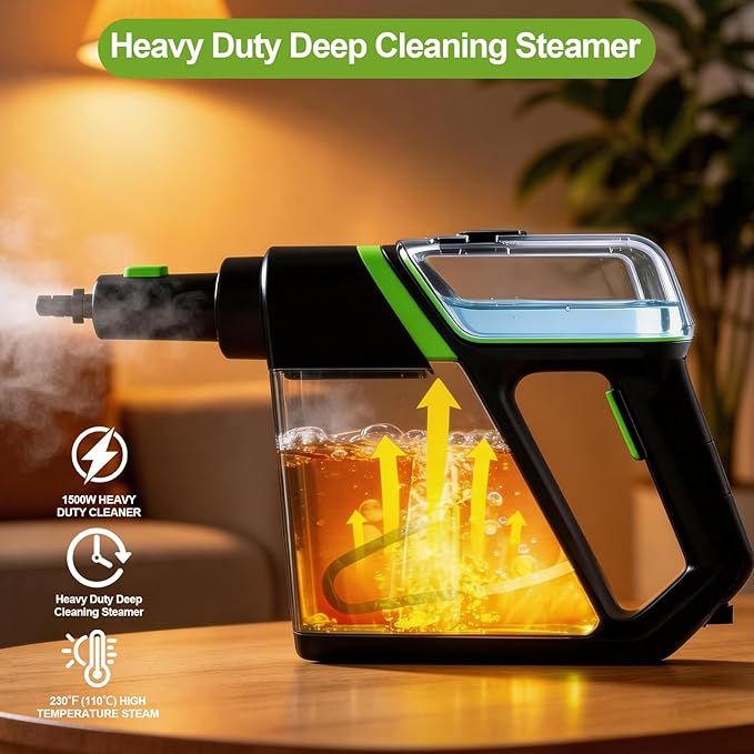 Handheld Steam Cleaner for Home 10s Fast Heat Up Steamer 1500W Portable Steam Cleaning with Dual Safety Lock.400ml Large Water Tank for Bathroom Toilet Kitchen Grout Window Car