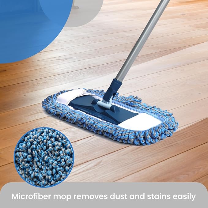 Mirofiebr Dust Mop with 3 PCS Washable Mop Pads and Extendable 57” Long Handle Multifunction Floor Mop for HardwoodMarbleLaminateTile Floor Mopping
