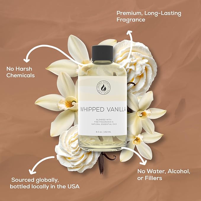 Aroma Country Whipped Vanilla Diffuser Oil - Luxury Essential Oils for Diffuser Refill &amp Air Freshener Room Spray - Long-Lasting &amp Natural Home Fragrance Vanilla Oil for Diffusers (8.5 Fl. oz