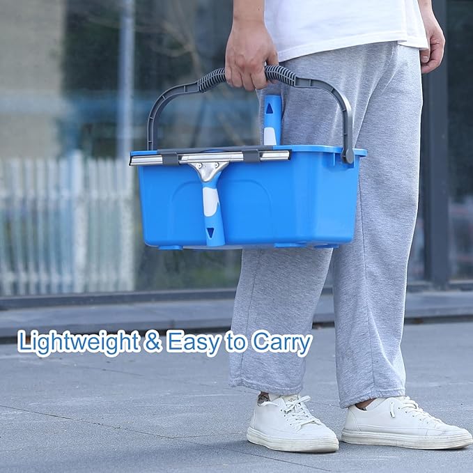 Professional Window Cleaning Kit Include Compact Cleaning Bucket 3 Gallon Silicone Squeegee Microfiber Scrubber Cloth All-in-one Window Cleaning Supplies Commercial &amp Household Use