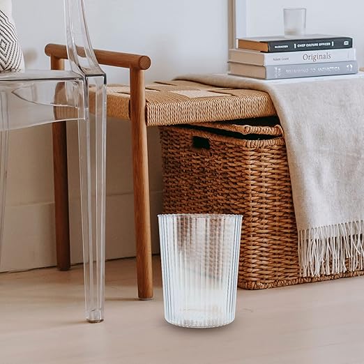USHOBE Plastic Buckets 1 PC Round Plastic Waste Basket Clear Trash Can Small Wastebasket Garbage Container Bin Acrylic Cylinder Vases Water Bucket