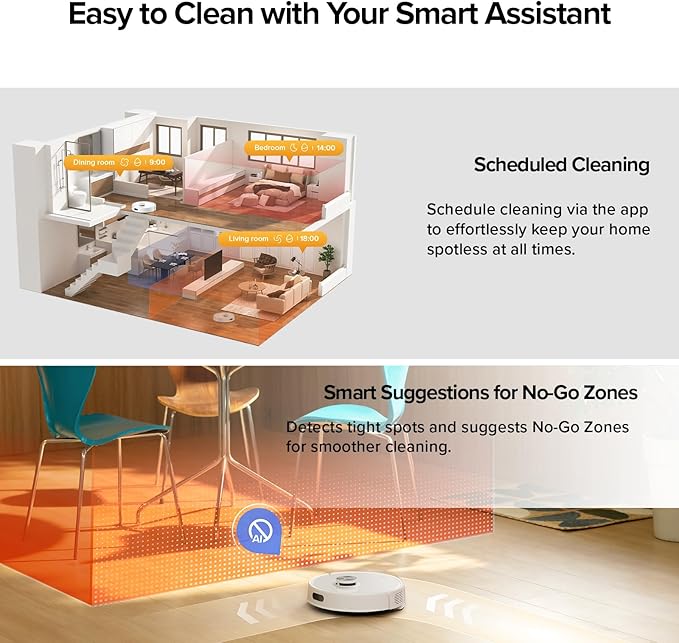 roborock Q7 M5+ Robot Vacuum and Mop Upgraded from Q5 Max+ Up to 7-9 Weeks Self-Empty 10000Pa Suction Dual Anti-Tangle System for Pet Hair &amp Carpet PreciSense LiDAR Navigation App Control W