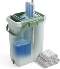 JOYMOOP Mop and Bucket Set - Mops for Floor Cleaning &amp Wall Cleaner with Long Handle Include 5 Microfiber Mop Pads - Green Bucket (X-Large)