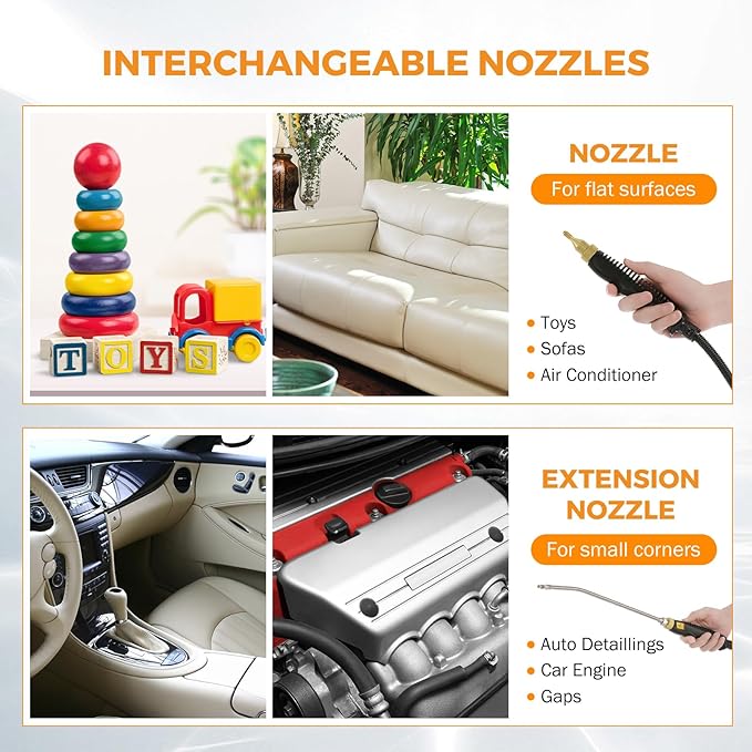 BEAMNOVA 2500W Car Steamer for Auto Detailing High Pressure Handheld Steam Cleaner with Water Container Portable Electric Steam Cleaning Machine