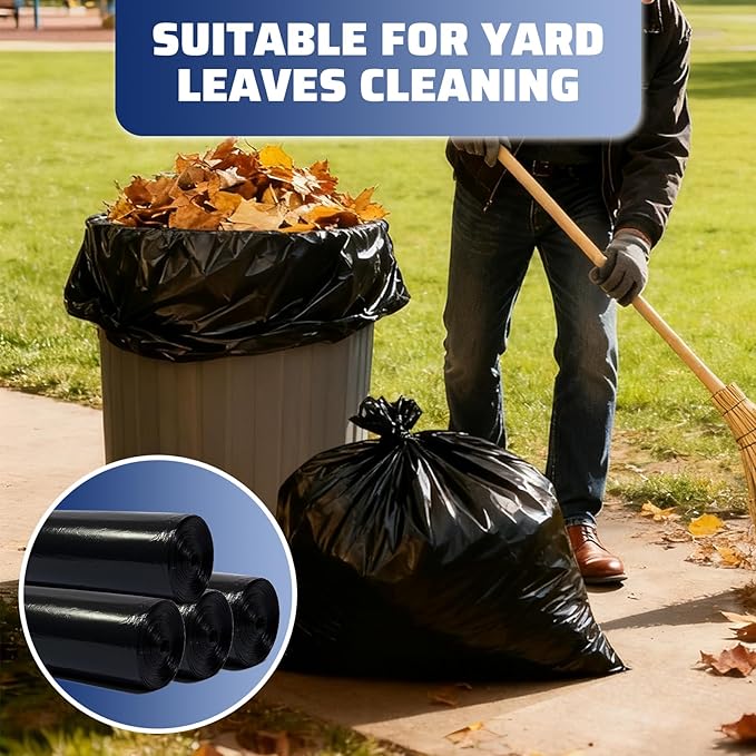 40-45 Gallon Trash Bags 100 Count 21 Micron HDPE Durable &amp Tear-Resistant Trash Can Liners Suitable for 40-45 Gallon Trash Can Garbage Bags for Packing Leaves Kitchen Waste &amp Household Wa