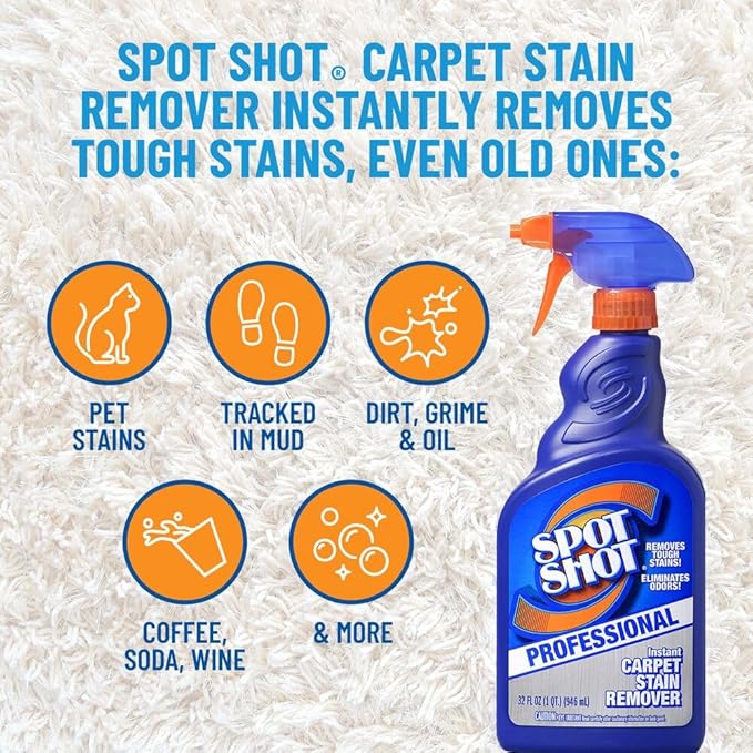 Spot Shot Professional Instant Carpet Stain Remover with Trigger Spray 32 OZ (2-Pack)