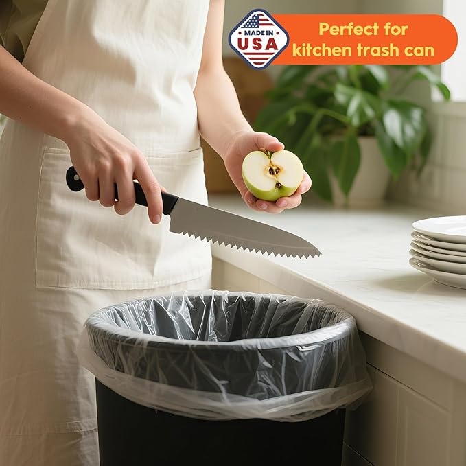 Delxo 55-60 Gallon Trash Bags 100 Count – 0.9 Mil Medium Duty Garbage Bags Durable &amp Puncture-Resistant Plastic Bolsas para basura Perforated Design– Made in USA for Kitchen Yard Office (Clea