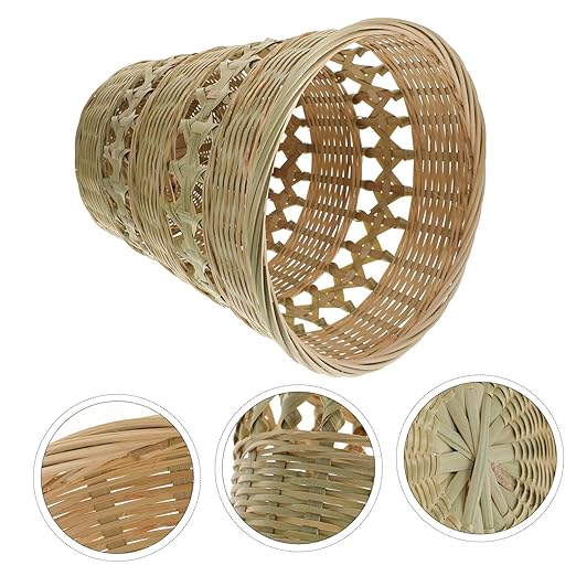 Rustic Style Woven Trash Storage Basket Multifunctional Wastebasket for Bedroom Office Sundries Organizer