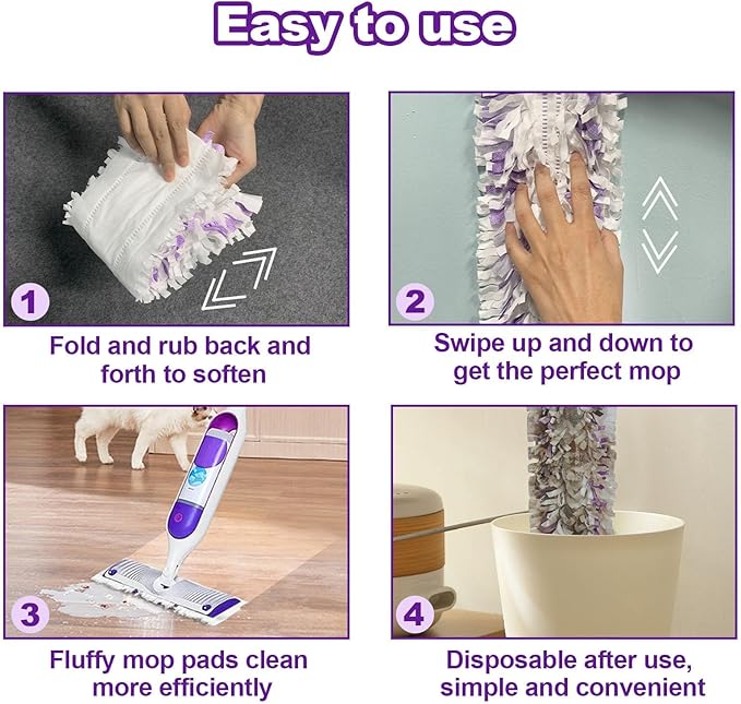 30 Count Disposable Mop Pad Refills Compatible with Swiffer PowerMop Multi-Surface Mop Absorbent Cleaning Pads for Hardwood Tile &amp Laminate Floors
