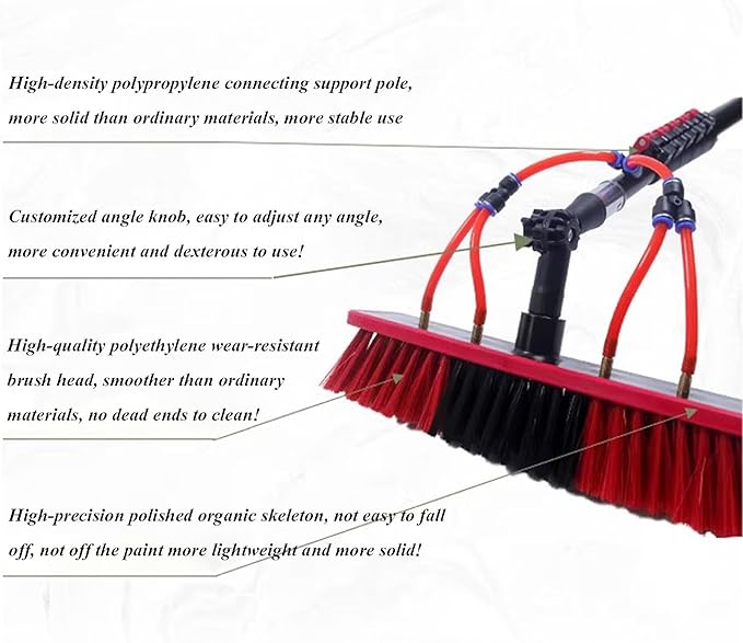 Window Cleaner Brush Screen Cleaner with Multi-Functional Telescopic Pole Lightweight Long Handle Adjustable Rotating Head for Glass Mirror Shower Car Solar Panel