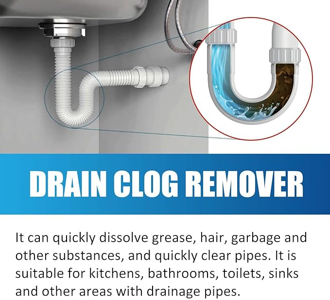 Pipeline Dredging Agent Drain Clog Remover Powerful Pipe Dredging Agent Powder Sink and Drain Pipe Unclogging Agent For Kitchen Toilet (2)