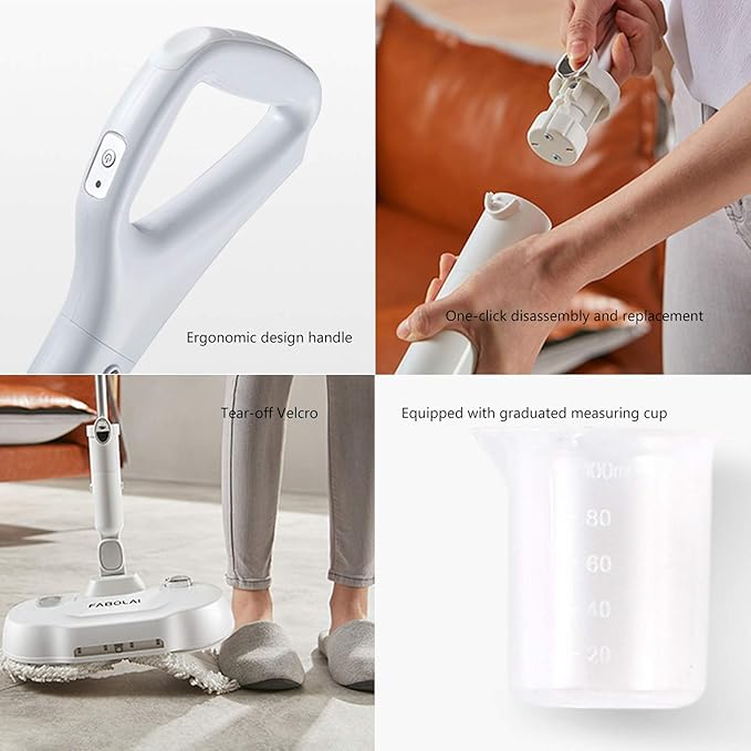 Steam Mop Handheld Three-In-One Dust-Free Rotating Mop Wet And Dry Electric Mop Sweeping And Mopping Integrated Machine for Floor Cleaning White