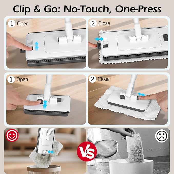 MASTERTOP Disposable Dust Mop with Mini Sweeper Mop2-in-1 Disposable Mop with 47 Long HandleMicrofiber Mops for Floor CleaningNo-Touch Multi Surface Floor Cleaning