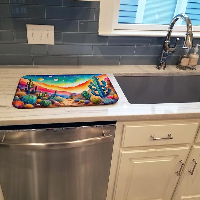 Caroline's Treasures DAC1417DDM Cactus in Color Dish Drying Mat Absorbent Dish Drying Mat Pad for Kitchen Counter Dish Drainer Mat for Countertop 14 x 21 Multicolor