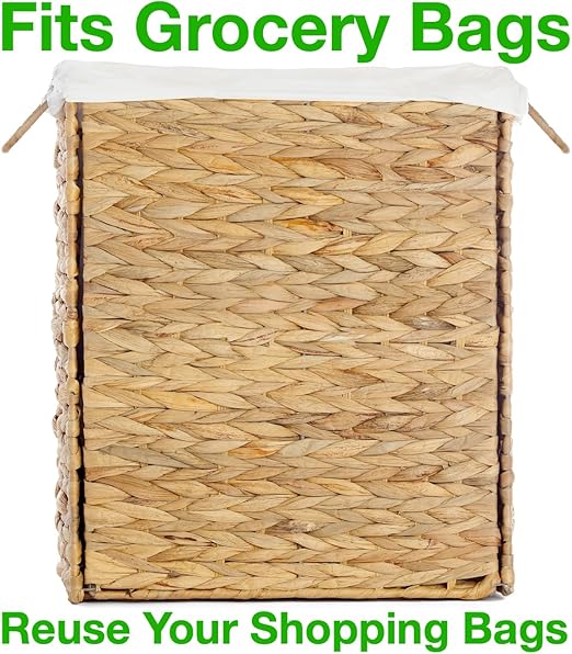 AppliaFit Wicker Trash Can - Fits Grocery Shopping Bags - Waste Basket for Reusing Grocery Shopping Bags (3-Pack)