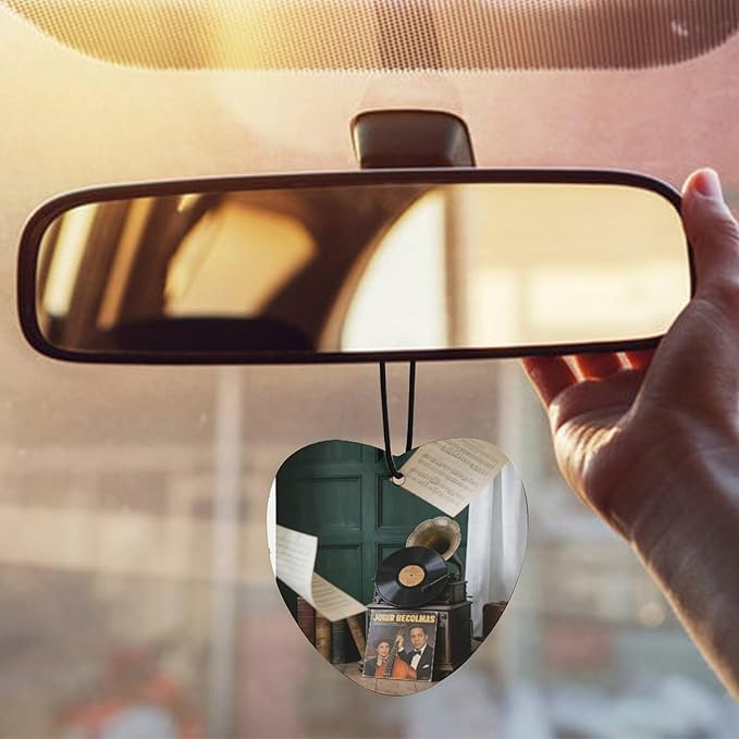 5PCS Car Air Freshener Hanging Personalized Double Sided Vintage Phonograph Car Fresheners Long Lasting New Cars Scents Cute Automotive Freshies for Closets Drawers (tea)