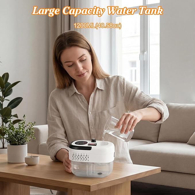 Handheld Steam Cleaner 2500W Portable Steamer with 6.56FT Long Hose 6-Level Adjustable 15s Heat-Up 1.2L Large Tank Multi-Purpose Steamer for Home Car Bathroom Grease (White)