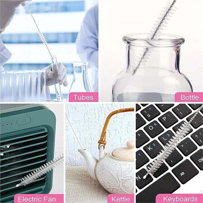 5/10PC Stainless Soft Hair Suction Glass Tube Cleaner Brushes Tools Fish Tank Straw Bottle Cleaning Brush Fish Tank Pipe Brush(5pcs)