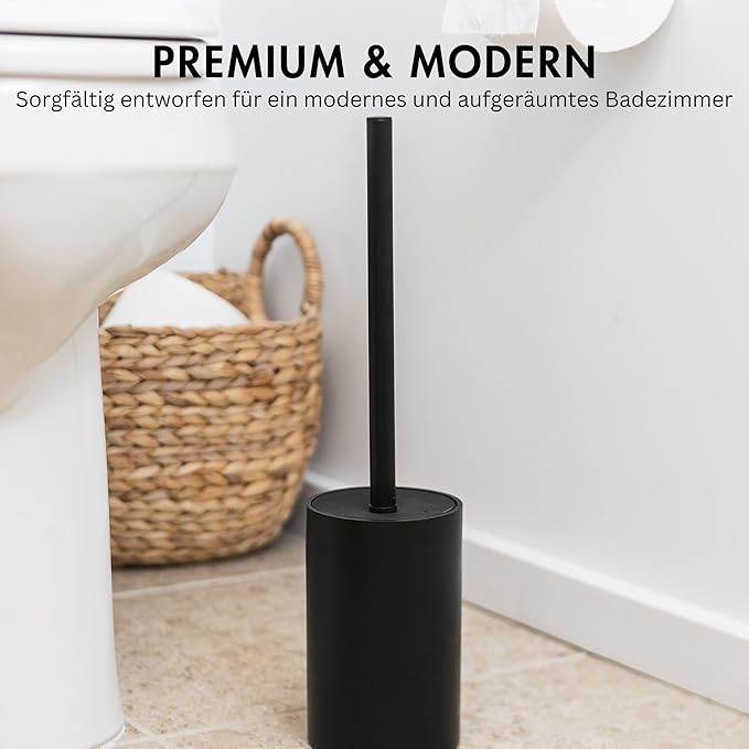Matte Black Toilet Bowl Brush for Bathroom with Holder - Bathroom Cleaner Scrubber with Sleek Design Sturdy and Durable Bristles