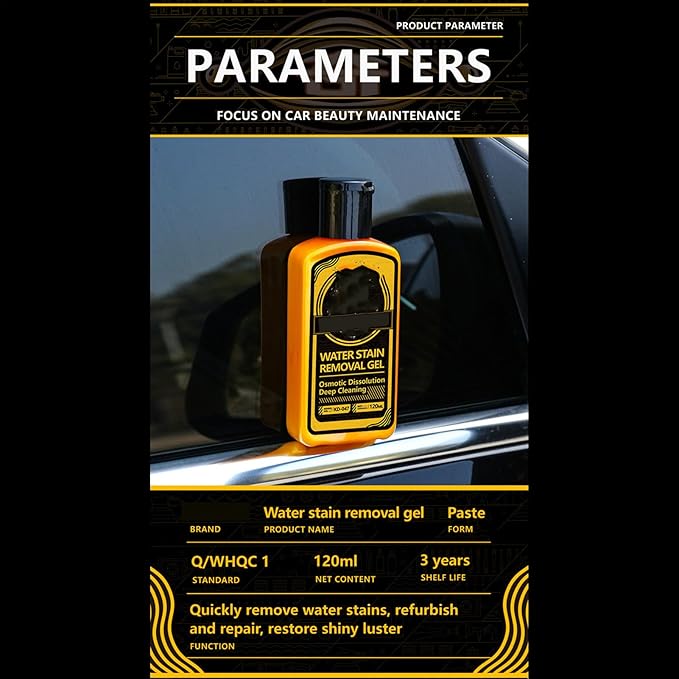 Water Spot Remover120ml Gel Cleaner - with Sponge Hard Water Stain Remover for Car - for Automotive Car Truck Motorcycle RV Window Windshield Shower Door Home Bathroom Kitchen